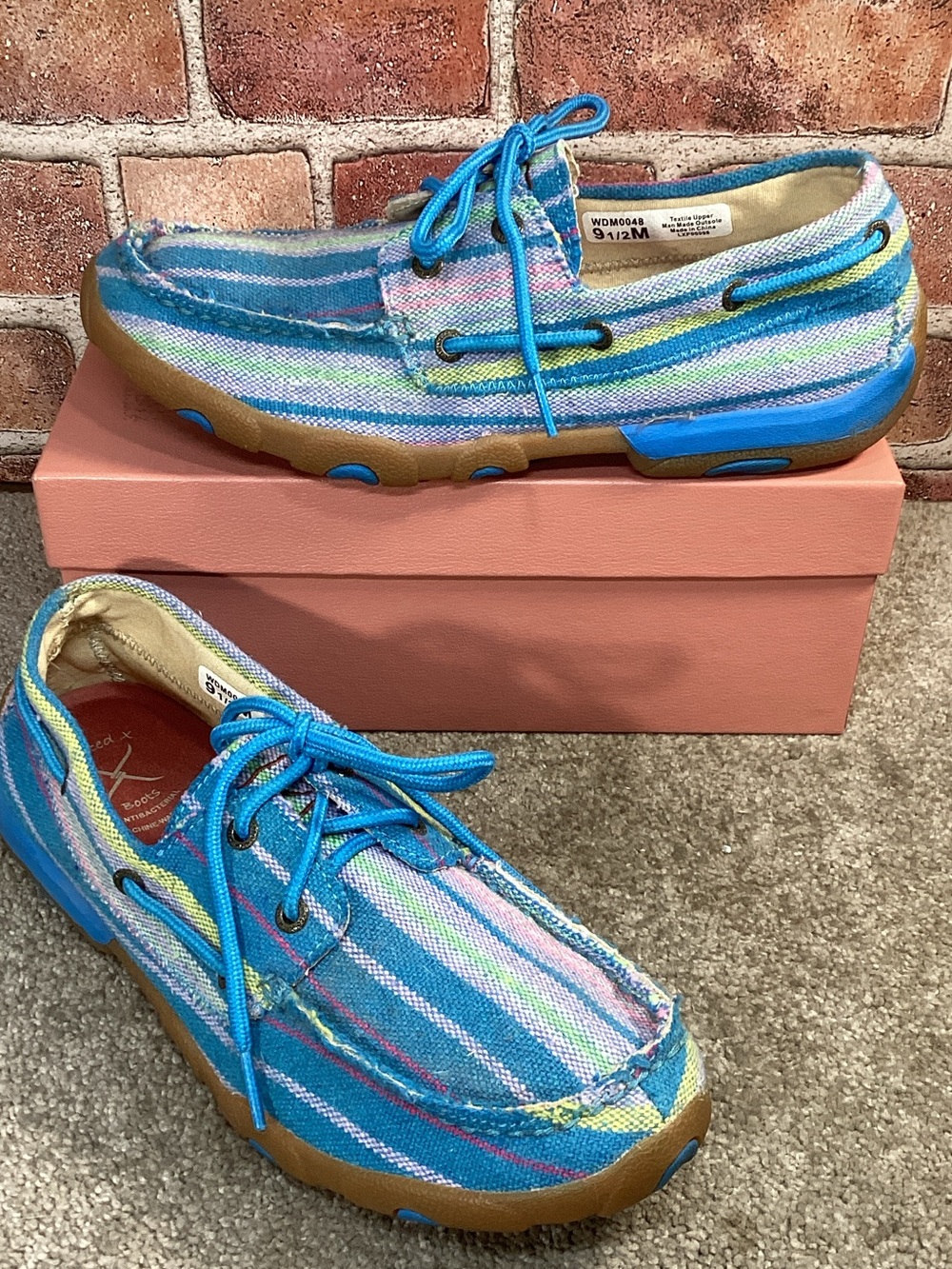 Twisted X wild blue younder womens canvas driving shoes size 9.5